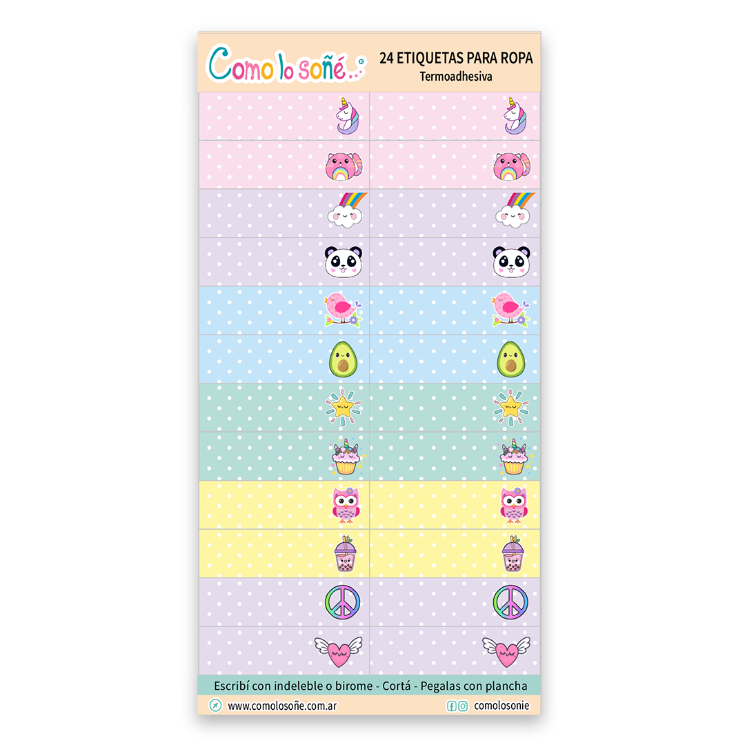 COMBO DE 94 ETIQUETAS EXPRESS PARA ESCRIBIR para Ropa y Objetos. Modelo: Fantasía - Imagen 4