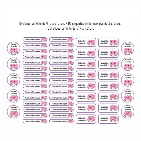 56 u. 3 tamaños - Etiquetas de Vinilo lavables para Objetos y Utiles - Imagen 2