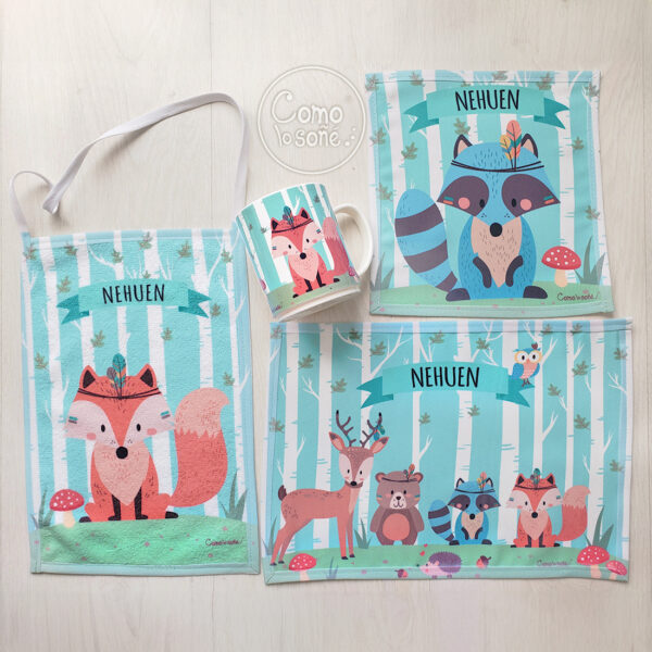 Animales Nordicos, Set de Jardín con taza personalizado con Nombre