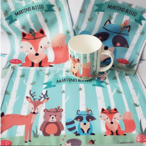 Animales Nordicos, Set de Jardín con taza personalizado con Nombre