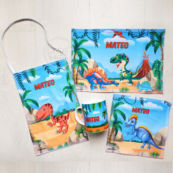 Dinosaurios, Set de Jardín con taza personalizado con Nombre