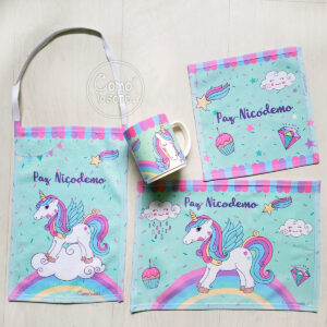 Unicornios, Set de Jardín con taza personalizado con Nombre
