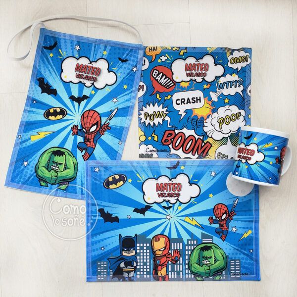 Superhéroes, Set de Jardín con taza personalizado con Nombre