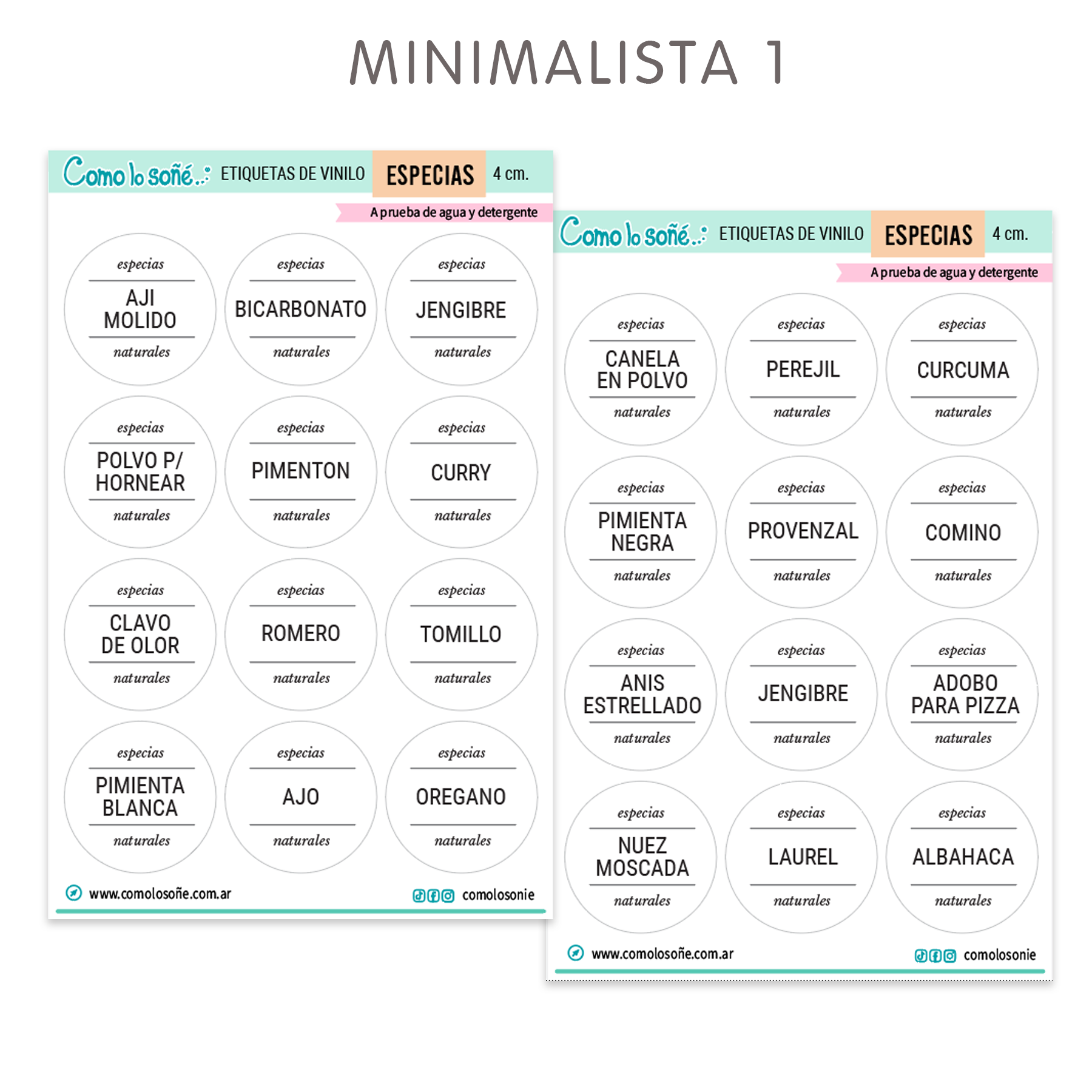 etiquetas para especias especiero personalizadas, a prueba de agua