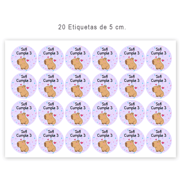 20 u. Redondas - Etiquetas de Vinilo lavables para Objetos y Utiles - Imagen 2