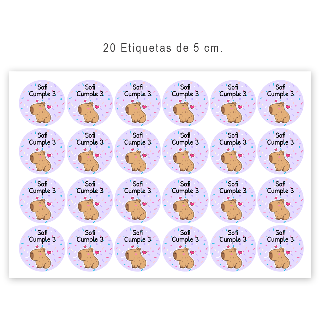 20 u. Redondas - Etiquetas de Vinilo lavables para Objetos y Utiles - Imagen 2