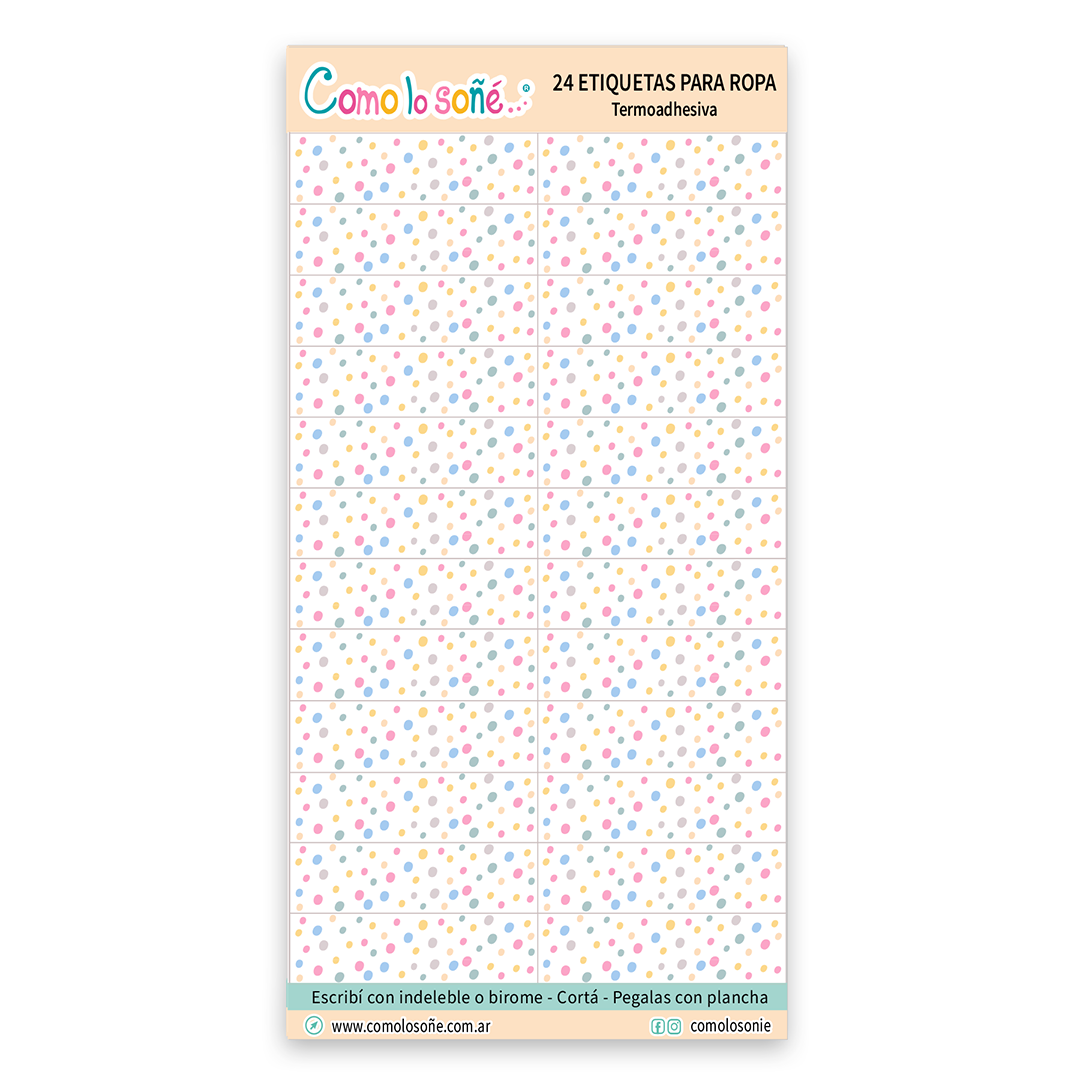 ETIQUETAS EXPRESS PARA ESCRIBIR de Tela termoadhesiva, para Ropa. En stock!!! Lunares