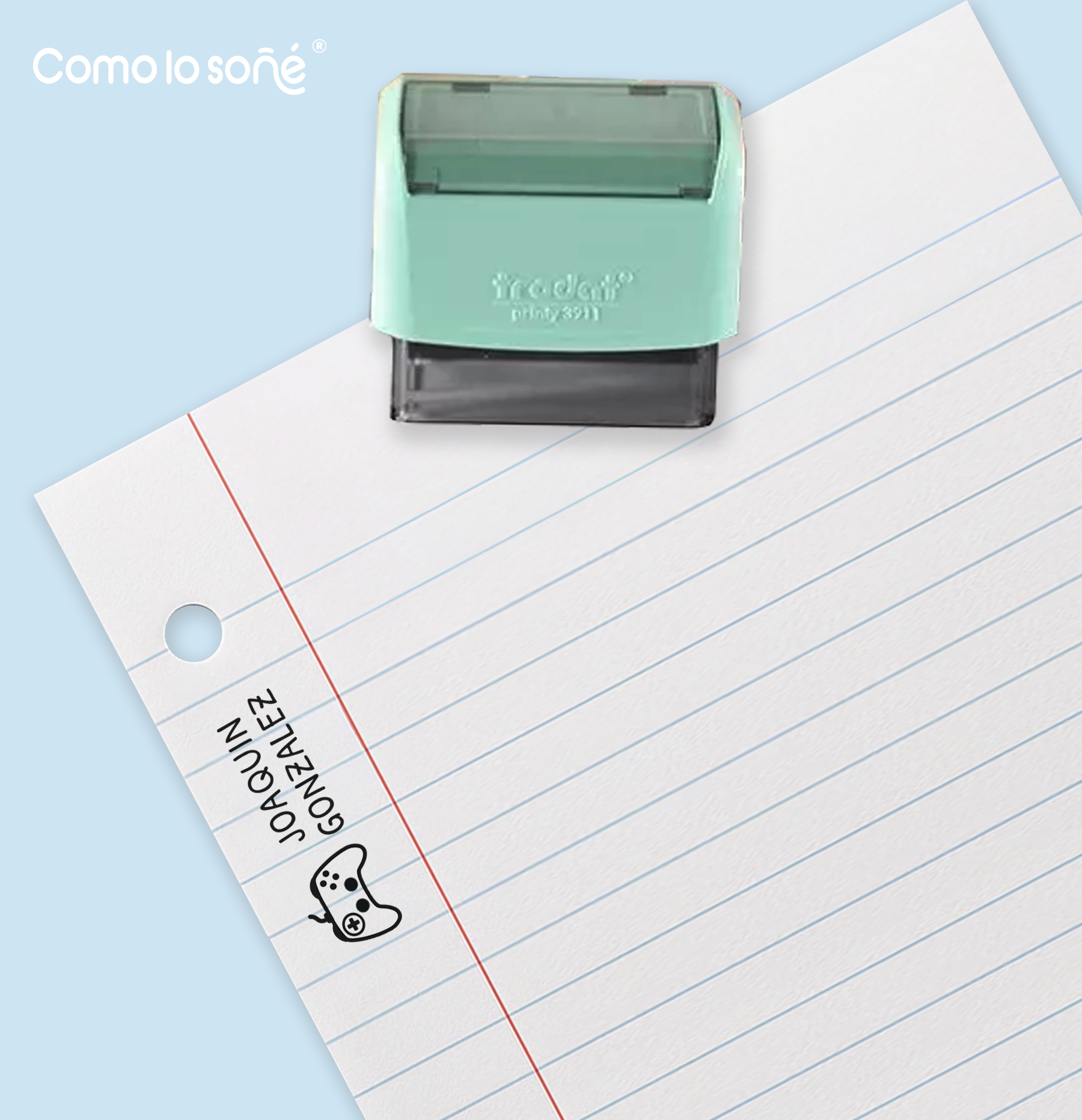 Sello Personalizado para PAPEL, carcasa verde agua