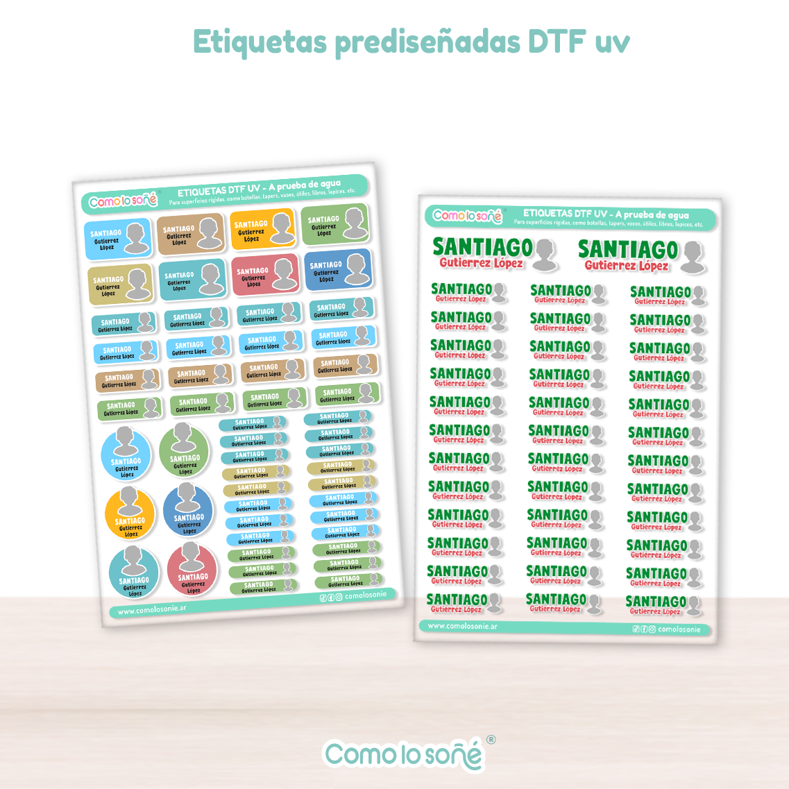 etiquetas escolares personalizadas dtf uv etiquetas resistentes al agua para útiles etiquetas personalizadas para botellas infantiles etiquetas escolares con nombre