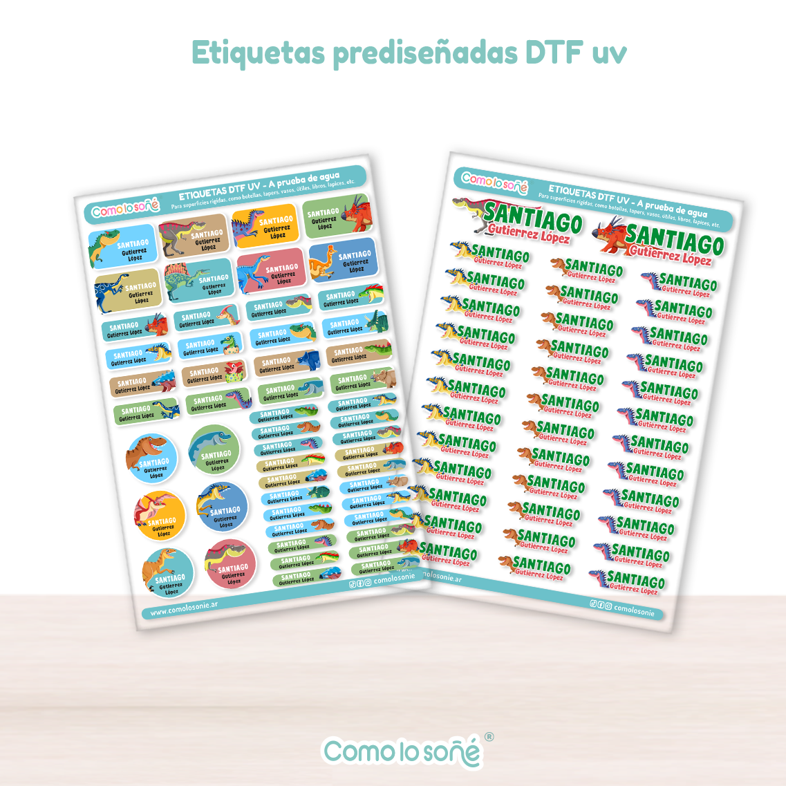 etiquetas escolares personalizadas dtf uv etiquetas resistentes al agua para útiles etiquetas personalizadas para botellas infantiles etiquetas escolares con nombre