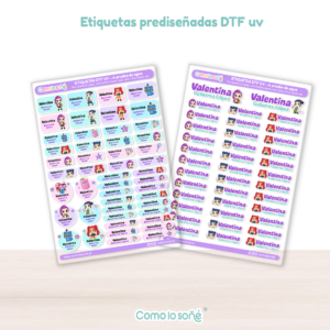 2 planchas – KPOP – Etiquetas Escolares Personalizadas DTF UV Resistentes al Agua – para Útiles, Botellas y Tapers