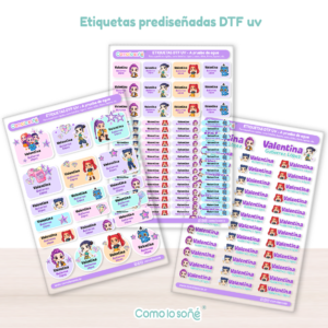 3 planchas KPOP 125 u. – Etiquetas Escolares Personalizadas DTF UV Resistentes al Agua – para Útiles, Botellas y Tapers
