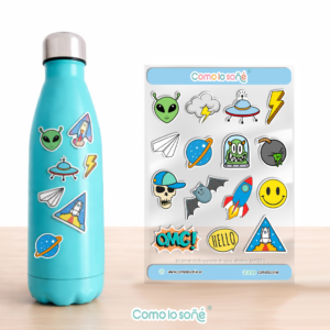 Calcos stickers DTF Uv para decorar botellas y objetos – Modelo Skaters 1