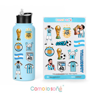 Calcos stickers DTF Uv para decorar botellas y objetos – Modelo Mundial futbol
