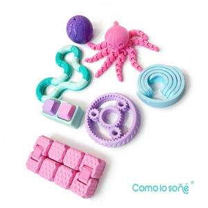 Juguetes Sensoriales para Ansiedad y Concentración – Fidget Toys – Kit Antiestrés 3D – Colores pasteles