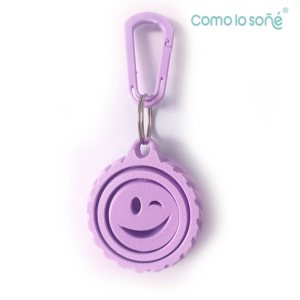 Llavero Fidget 3D Giratorio Giroscópico | Antiestrés para Mochila y Llaves – Carita felíz – Lila