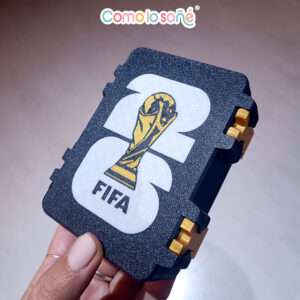 Caja para Figuritas del Mundial 2026 con divisor – Modelo: FIFA negro y oro – trabas oro – divisor amarillo