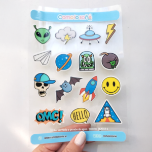 Calcos stickers DTF Uv para decorar botellas y objetos – Modelo Skater 2