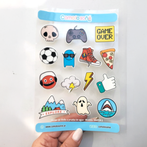 Calcos stickers DTF Uv para decorar botellas y objetos – Modelo Skater 2