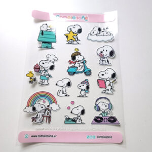 Calcos stickers DTF Uv para decorar botellas y objetos – Modelo Snoopy