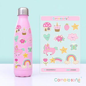 Calcos stickers DTF Uv para decorar botellas y objetos – Modelo Cute 1