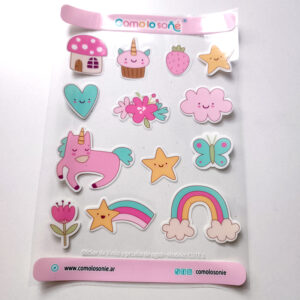 Calcos stickers DTF Uv para decorar botellas y objetos – Modelo Cute 1
