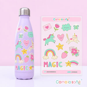 Calcos stickers DTF Uv para decorar botellas y objetos – Modelo Cute 2