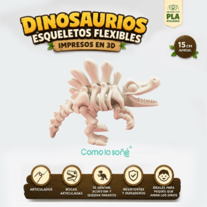 Dinosaurio Esqueleto Flexible – Articulado – impreso en 3D – esqueleto color hueso – Espinosaurus