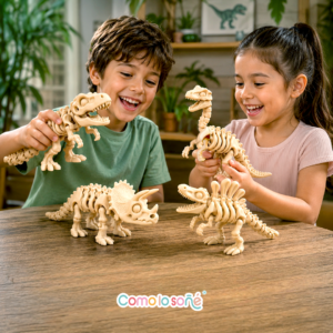 Dinosaurio Esqueleto Flexible – Articulado – impreso en 3D – esqueleto color hueso – Velociraptor