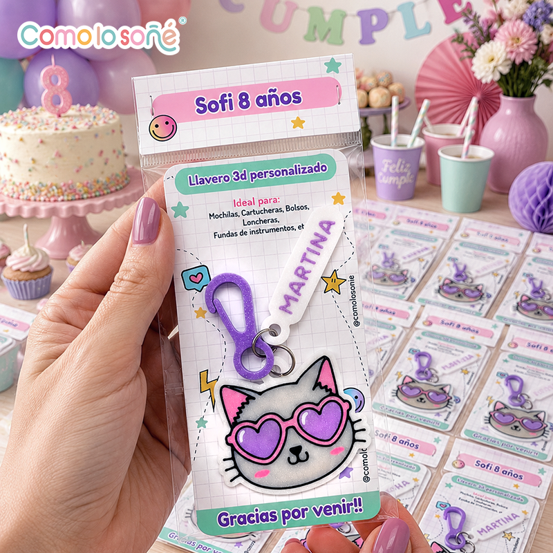 Llavero personalizado en 3D con nombre. Ideal para souvenirs con personajes mochilas, bolsos y llaves. Resistente, liviano y único. Elegí colores y creá el tuyo.